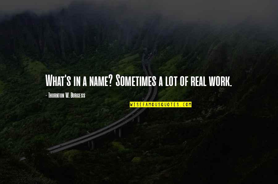 Thornton's Quotes By Thornton W. Burgess: What's in a name? Sometimes a lot of