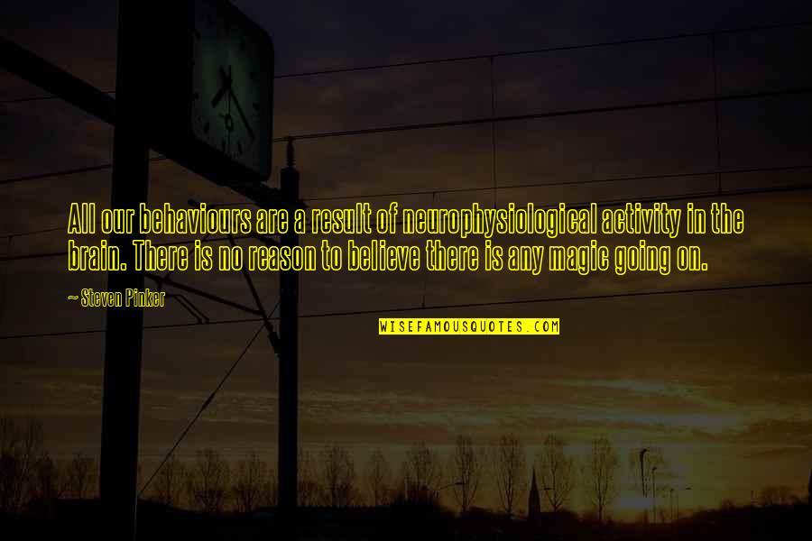 Thorwaldson Quotes By Steven Pinker: All our behaviours are a result of neurophysiological Thorwaldson Quotes By Steven Pinker: All our behaviours are a result of neurophysiological