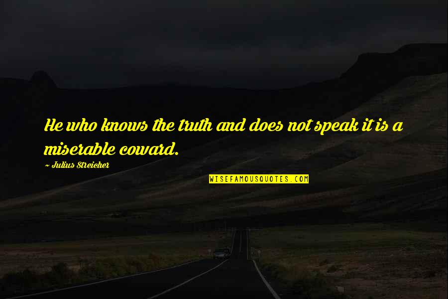 Those Who Speak The Truth Quotes By Julius Streicher: He who knows the truth and does not Those Who Speak The Truth Quotes By Julius Streicher: He who knows the truth and does not