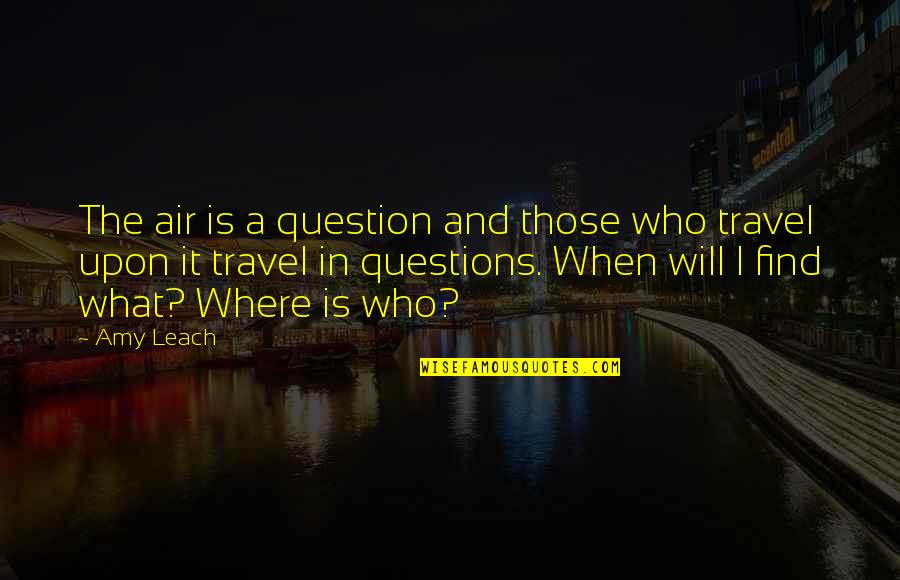 Those Who Travel Quotes By Amy Leach: The air is a question and those who