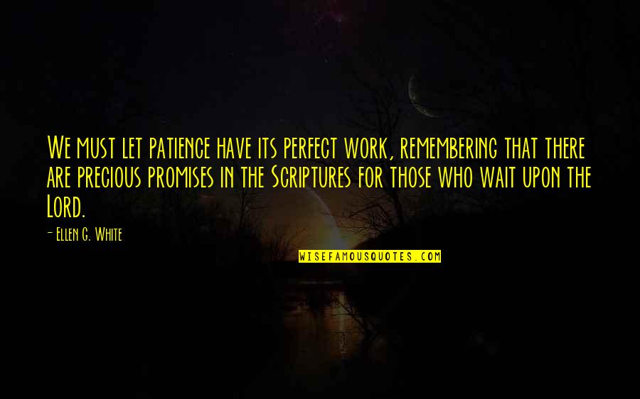 Those Who Wait Quotes By Ellen G. White: We must let patience have its perfect work,