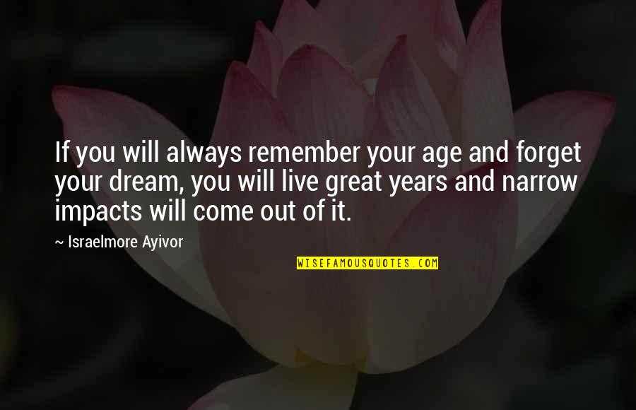 Thought Dream Quotes By Israelmore Ayivor: If you will always remember your age and