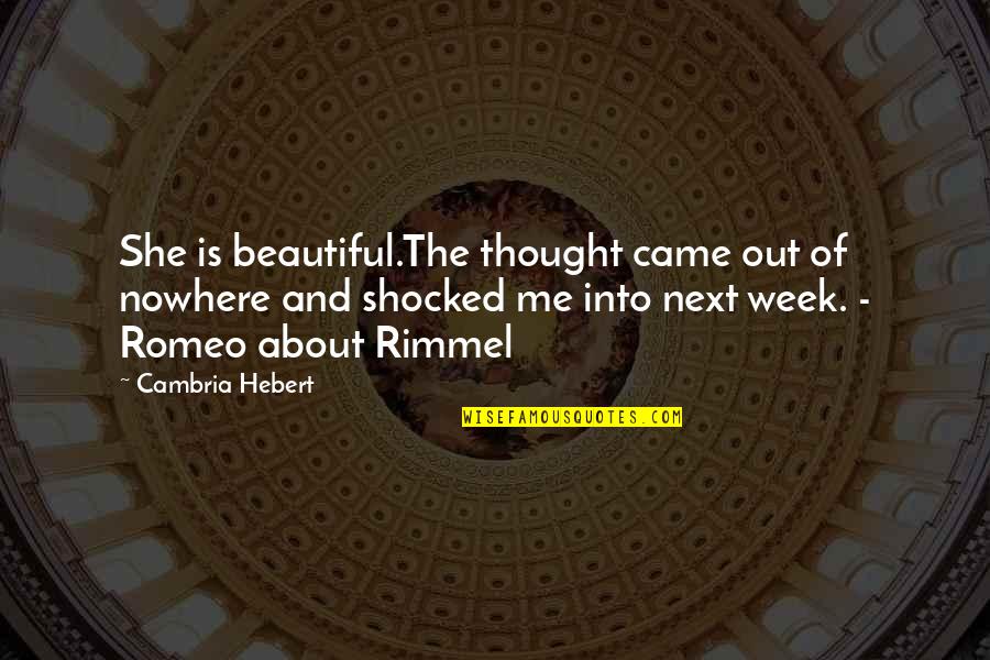 Thought For The Week Quotes By Cambria Hebert: She is beautiful.The thought came out of nowhere