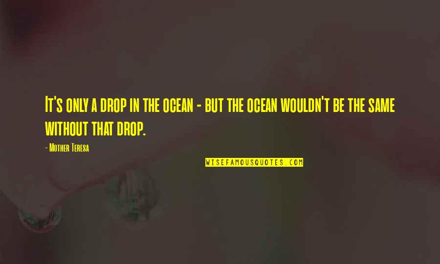Thought Provoking Quotes By Mother Teresa: It's only a drop in the ocean -