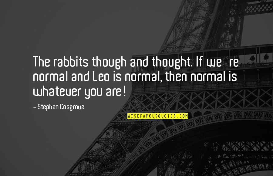 Thought We Quotes By Stephen Cosgrove: The rabbits though and thought. If we're normal