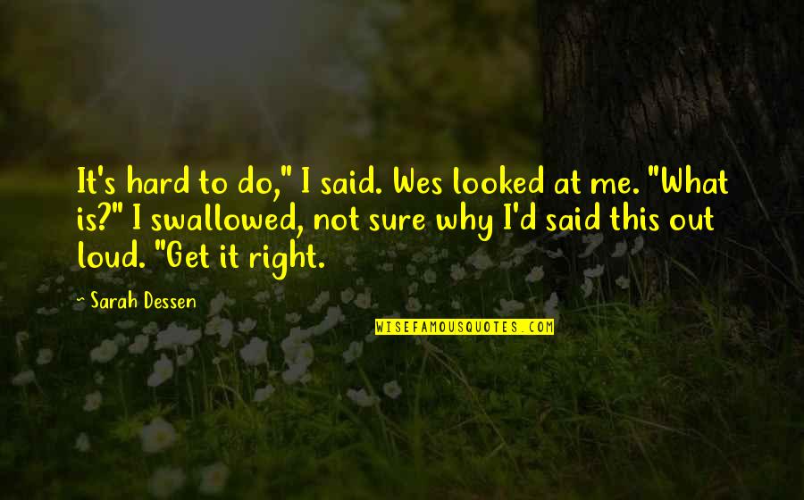 Thoughts About Family Quotes By Sarah Dessen: It's hard to do," I said. Wes looked Thoughts About Family Quotes By Sarah Dessen: It's hard to do," I said. Wes looked