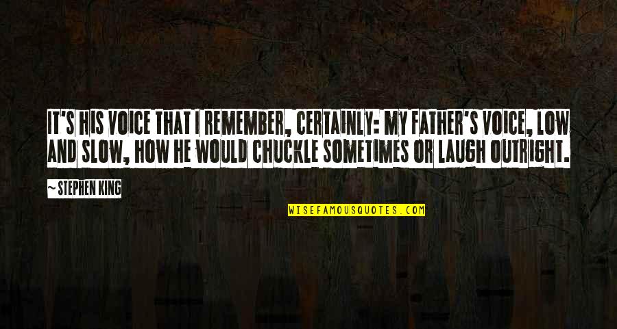 Thoughts Are Dangerous Quotes By Stephen King: It's his voice that I remember, certainly: my