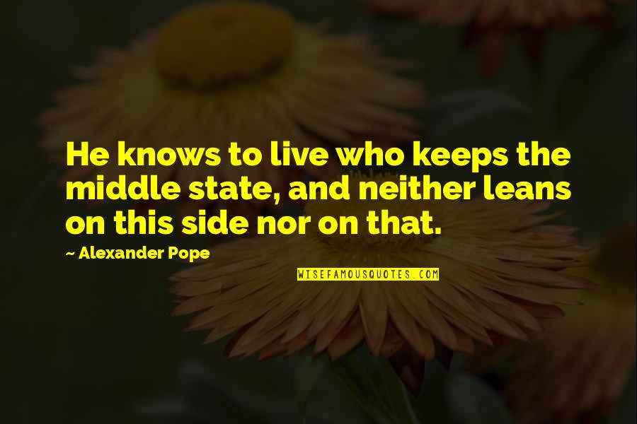 Thoughts Become Things Quotes By Alexander Pope: He knows to live who keeps the middle