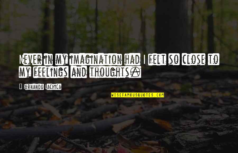Thoughts In Quotes By Fernando Lachica: Never in my imagination had I felt so