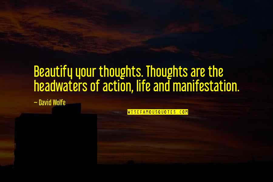 Thoughts Of Life Quotes By David Wolfe: Beautify your thoughts. Thoughts are the headwaters of Thoughts Of Life Quotes By David Wolfe: Beautify your thoughts. Thoughts are the headwaters of