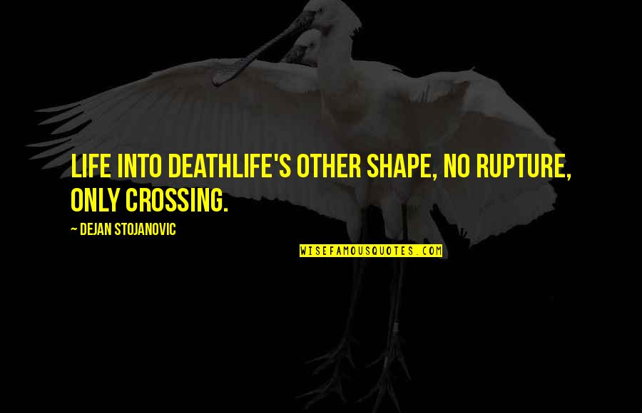 Thoughts On Life And Death Quotes By Dejan Stojanovic: Life into deathLife's other shape, No rupture, Only