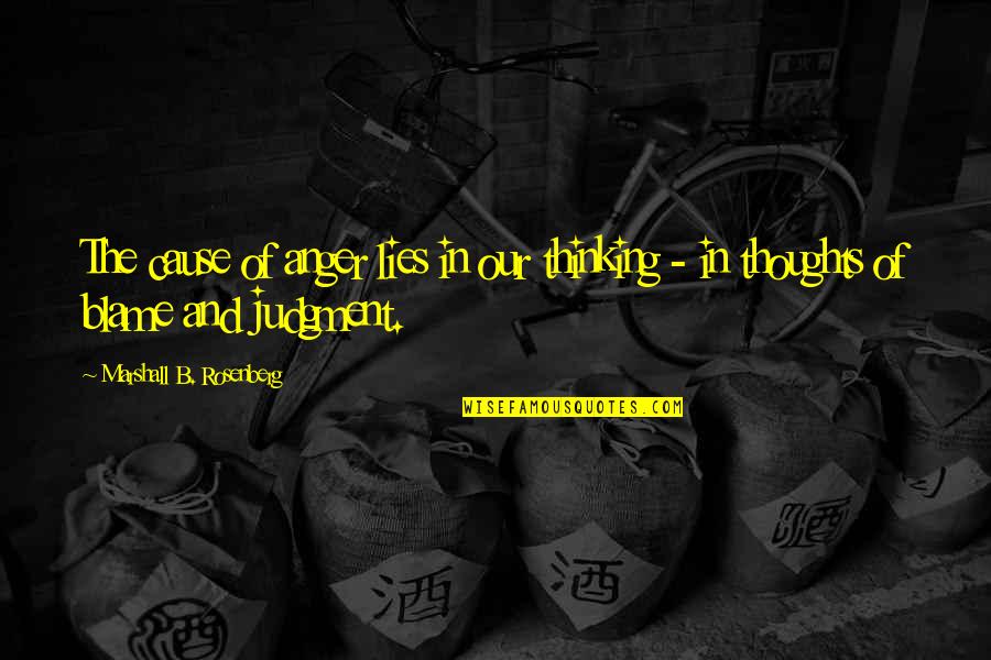 Thoughts Thinking Quotes By Marshall B. Rosenberg: The cause of anger lies in our thinking