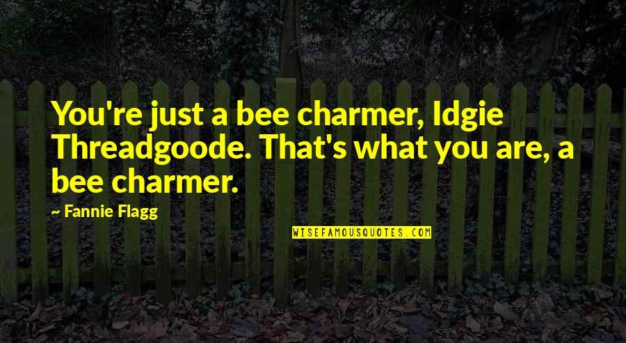 Threadgoode Quotes By Fannie Flagg: You're just a bee charmer, Idgie Threadgoode. That's