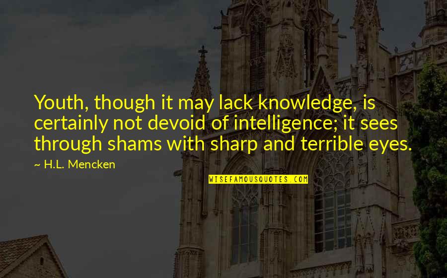 Threatening Someone Quotes By H.L. Mencken: Youth, though it may lack knowledge, is certainly