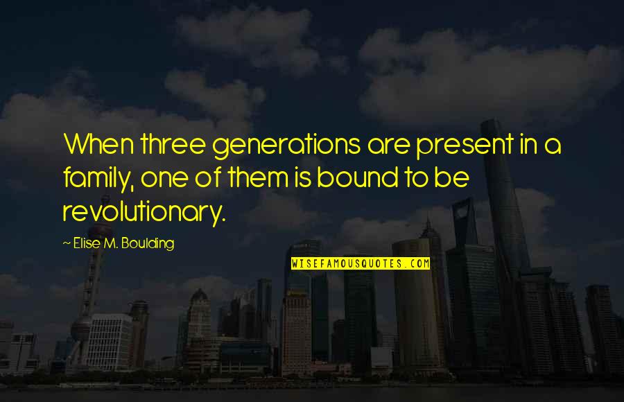 Three Generations Of Family Quotes By Elise M. Boulding: When three generations are present in a family,