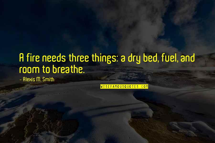 Three Motivational Quotes By Alexis M. Smith: A fire needs three things: a dry bed,