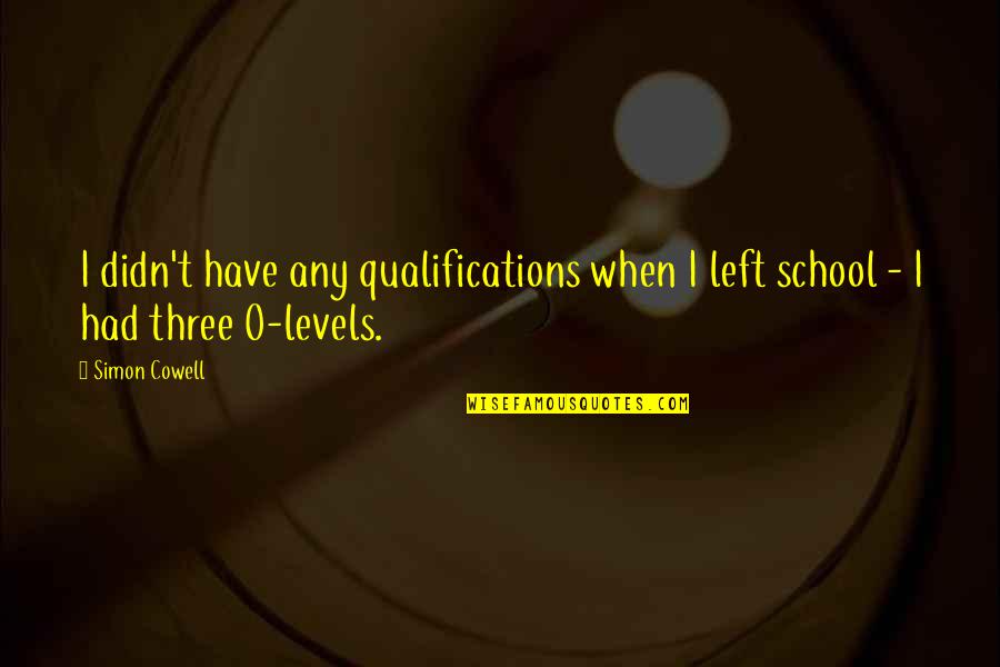 Three O'clock Quotes By Simon Cowell: I didn't have any qualifications when I left