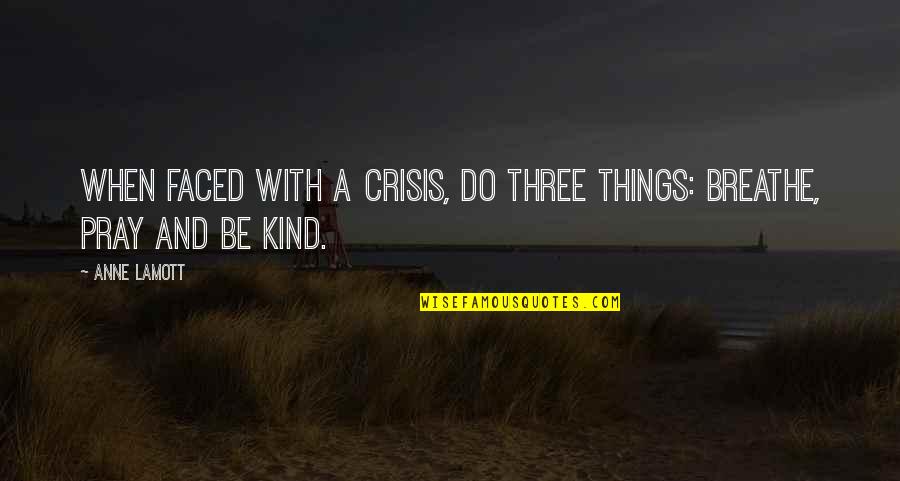 Three Of A Kind Quotes By Anne Lamott: When faced with a crisis, do three things: