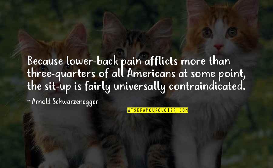 Three Quarters Quotes By Arnold Schwarzenegger: Because lower-back pain afflicts more than three-quarters of