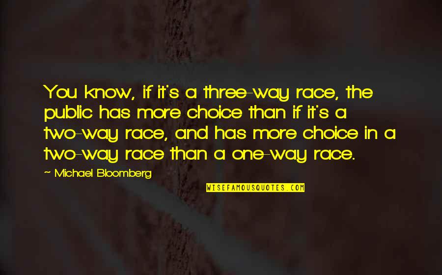 Three Way Quotes By Michael Bloomberg: You know, if it's a three-way race, the