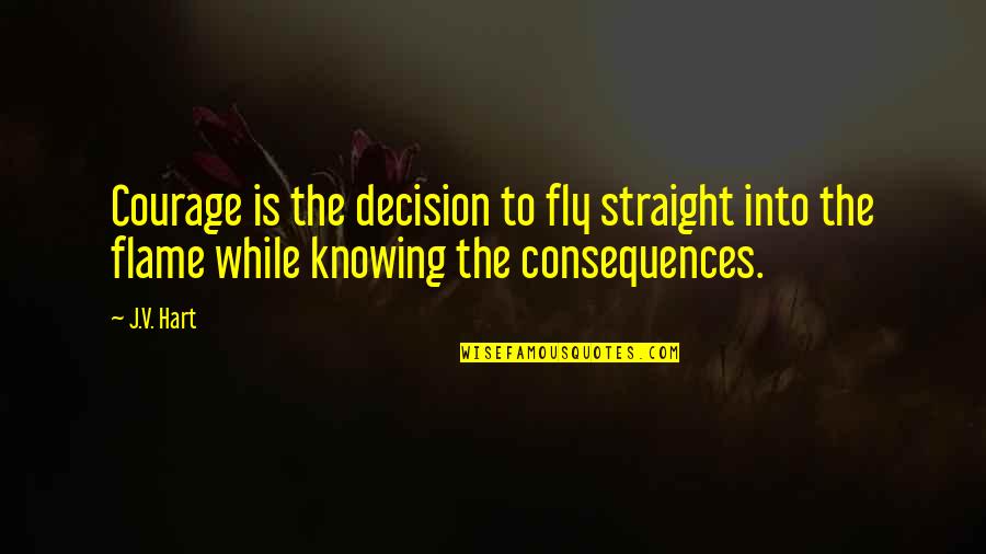 Threepence Coin Quotes By J.V. Hart: Courage is the decision to fly straight into