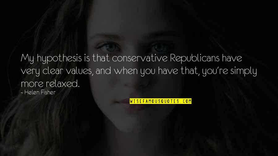 Thrills And Chills Quotes By Helen Fisher: My hypothesis is that conservative Republicans have very
