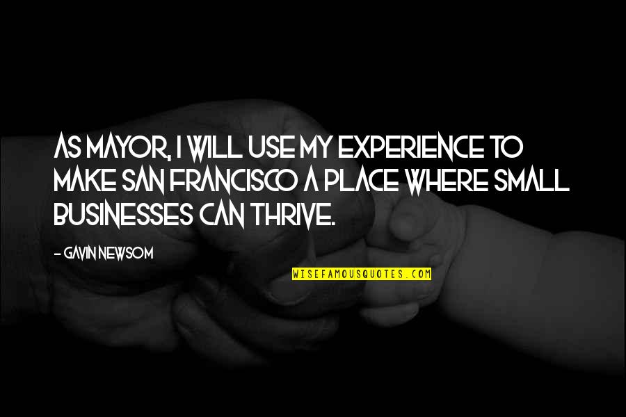 Thrive Experience Quotes By Gavin Newsom: As Mayor, I will use my experience to