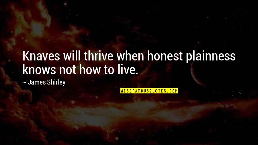 Thrive For More Quotes By James Shirley: Knaves will thrive when honest plainness knows not Thrive For More Quotes By James Shirley: Knaves will thrive when honest plainness knows not