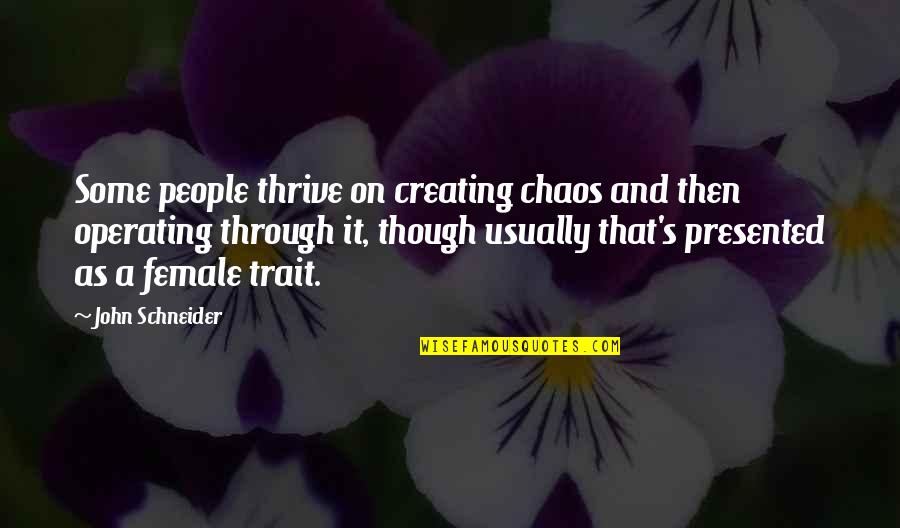 Thrive In Chaos Quotes By John Schneider: Some people thrive on creating chaos and then