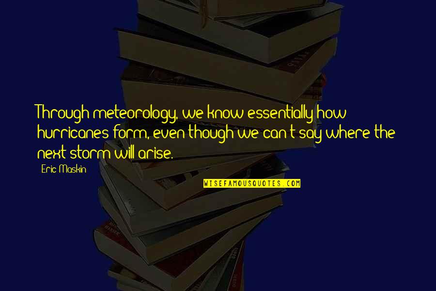 Through The Storm Quotes By Eric Maskin: Through meteorology, we know essentially how hurricanes form,