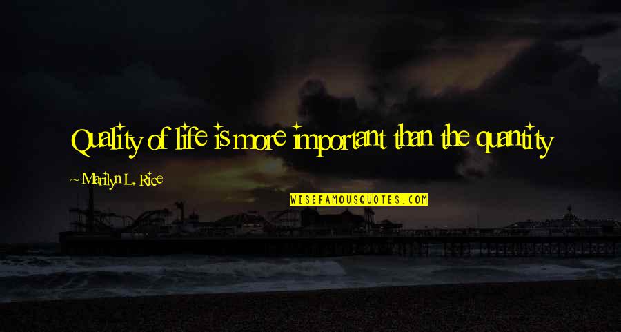 Through The Tunnel Important Quotes By Marilyn L. Rice: Quality of life is more important than the