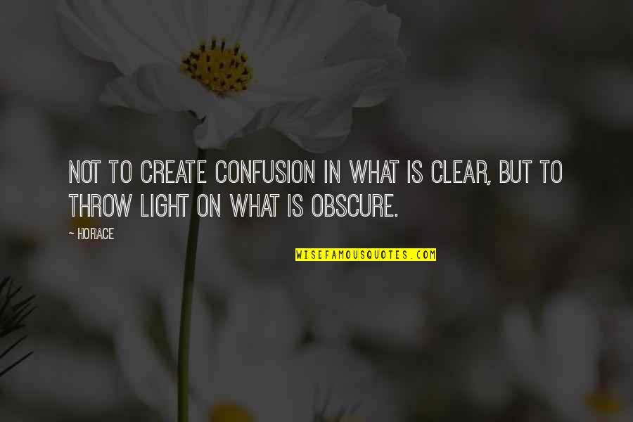 Throw Light On Quotes By Horace: Not to create confusion in what is clear,