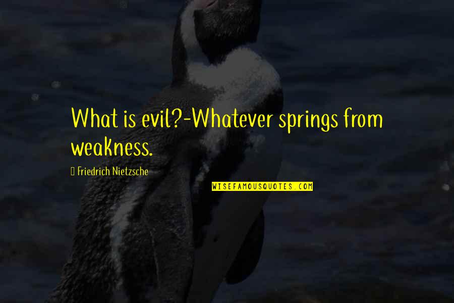 Throwing Rubbish Quotes By Friedrich Nietzsche: What is evil?-Whatever springs from weakness.