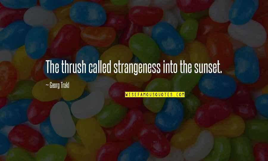 Thrush Quotes By Georg Trakl: The thrush called strangeness into the sunset.