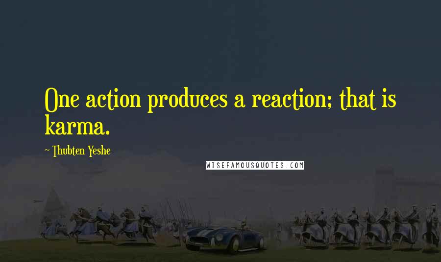 Thubten Yeshe quotes: One action produces a reaction; that is karma.