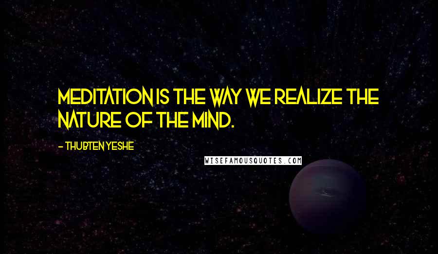 Thubten Yeshe quotes: Meditation is the way we realize the nature of the mind.