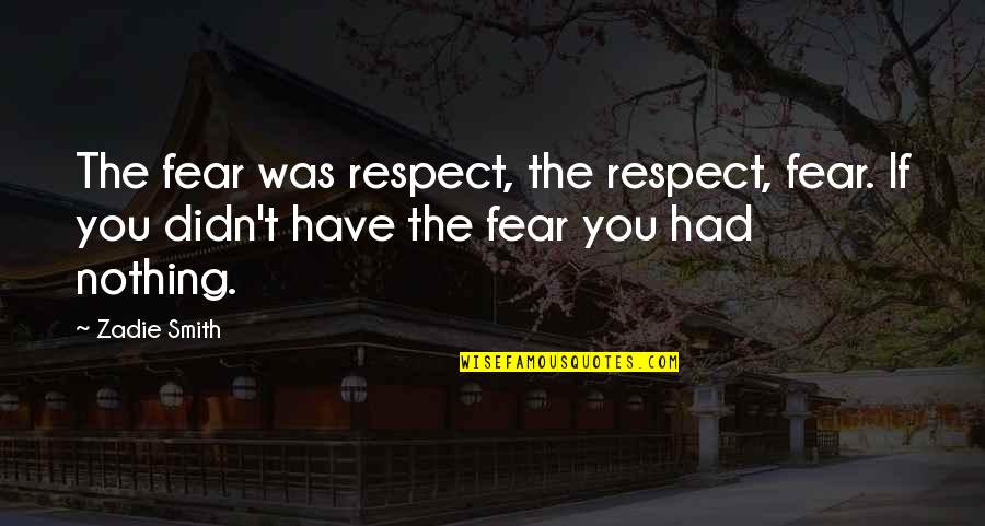 Thudded Past Quotes By Zadie Smith: The fear was respect, the respect, fear. If
