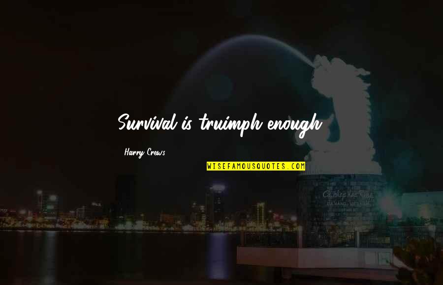 Thught Spot Quotes By Harry Crews: Survival is truimph enough. Thught Spot Quotes By Harry Crews: Survival is truimph enough.