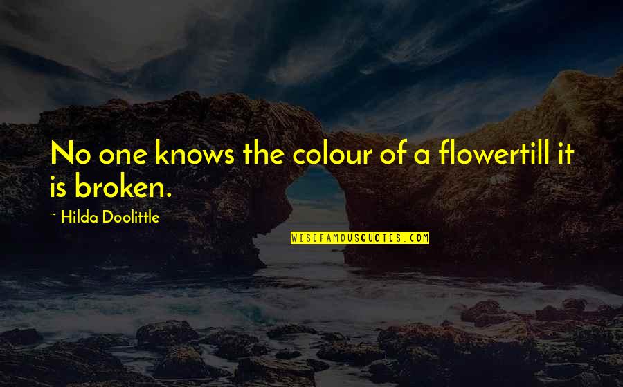 Thugishness Quotes By Hilda Doolittle: No one knows the colour of a flowertill Thugishness Quotes By Hilda Doolittle: No one knows the colour of a flowertill