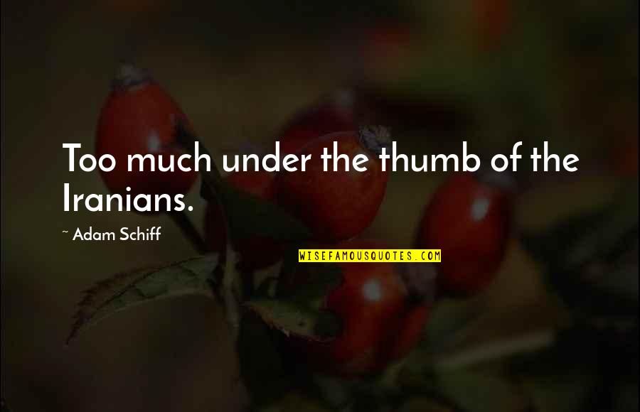 Thumbs Quotes By Adam Schiff: Too much under the thumb of the Iranians.