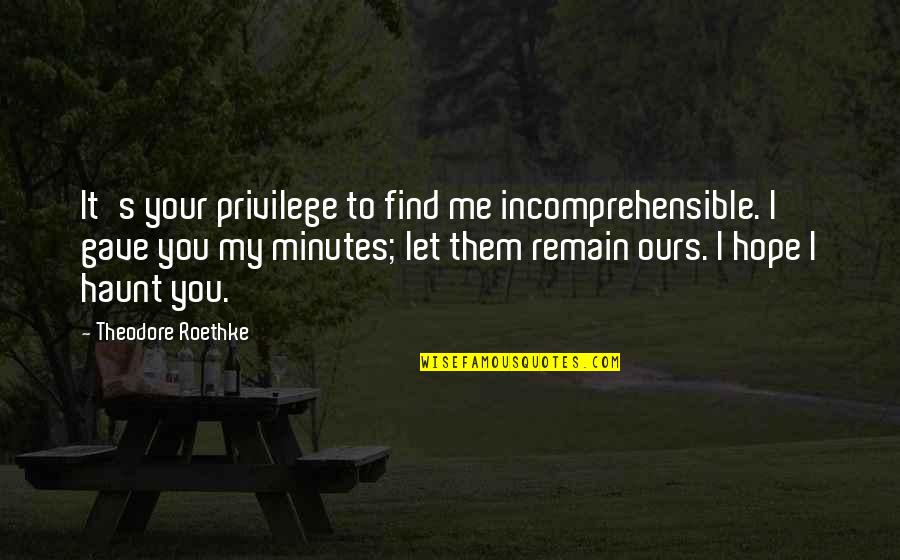 Thunderbolt Ross Quotes By Theodore Roethke: It's your privilege to find me incomprehensible. I Thunderbolt Ross Quotes By Theodore Roethke: It's your privilege to find me incomprehensible. I