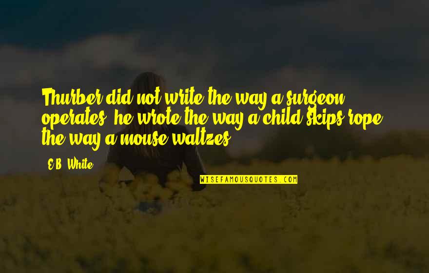 Thurber Quotes By E.B. White: Thurber did not write the way a surgeon Thurber Quotes By E.B. White: Thurber did not write the way a surgeon