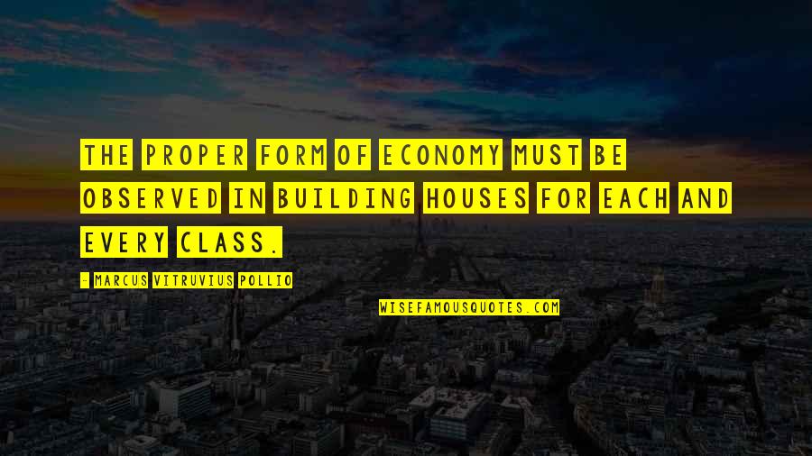 Thurs Quotes By Marcus Vitruvius Pollio: The proper form of economy must be observed