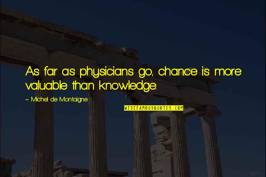 Thursday Goodreads Quotes By Michel De Montaigne: As far as physicians go, chance is more