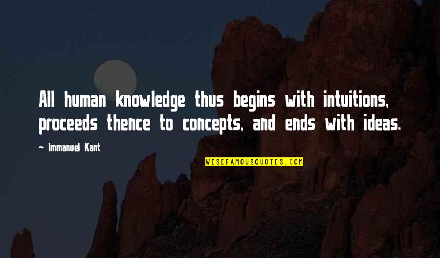 Thus Quotes By Immanuel Kant: All human knowledge thus begins with intuitions, proceeds