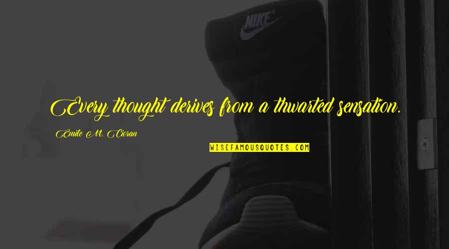 Thwarted Quotes By Emile M. Cioran: Every thought derives from a thwarted sensation.