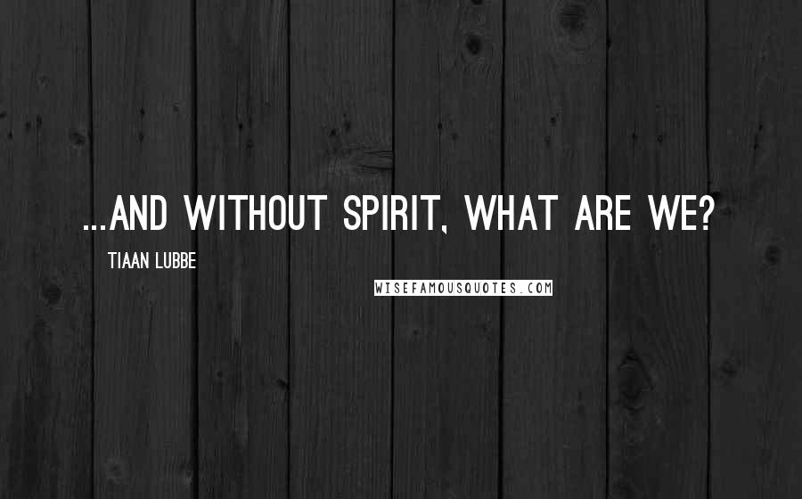 Tiaan Lubbe quotes: ...and without spirit, what are we?