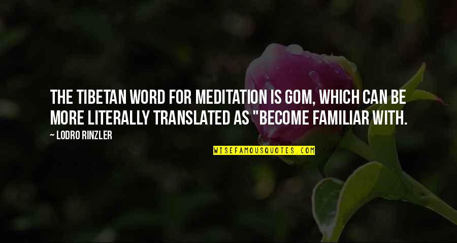 Tibetan Quotes By Lodro Rinzler: The Tibetan word for meditation is gom, which