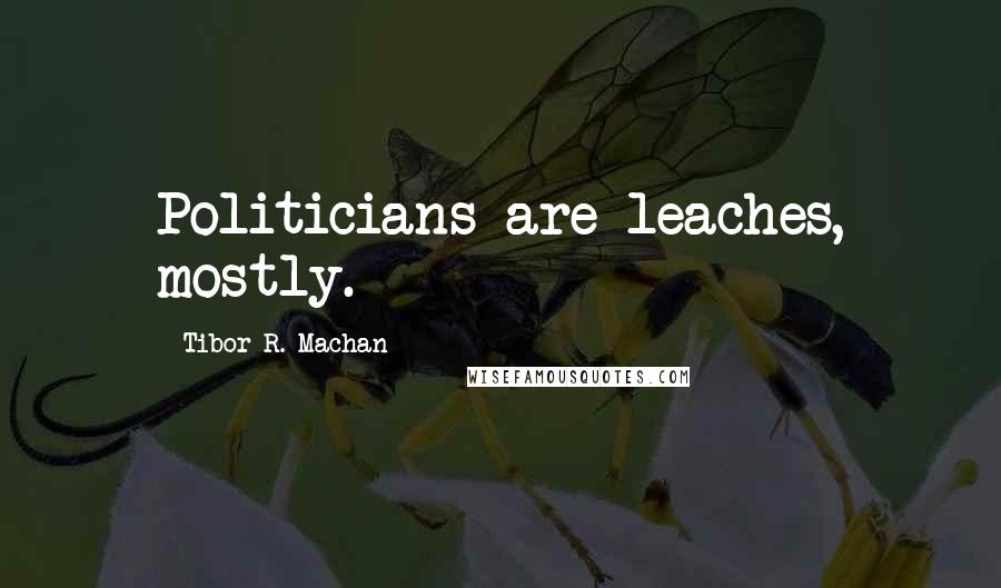 Tibor R. Machan quotes: Politicians are leaches, mostly.