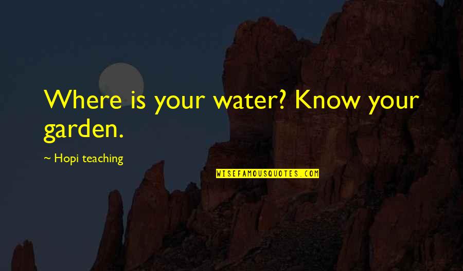 Tiburtina Fiumicino Quotes By Hopi Teaching: Where is your water? Know your garden.